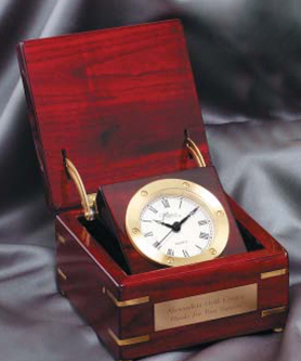 Rosewood Clock in Box (6"x6"x3 1/2")